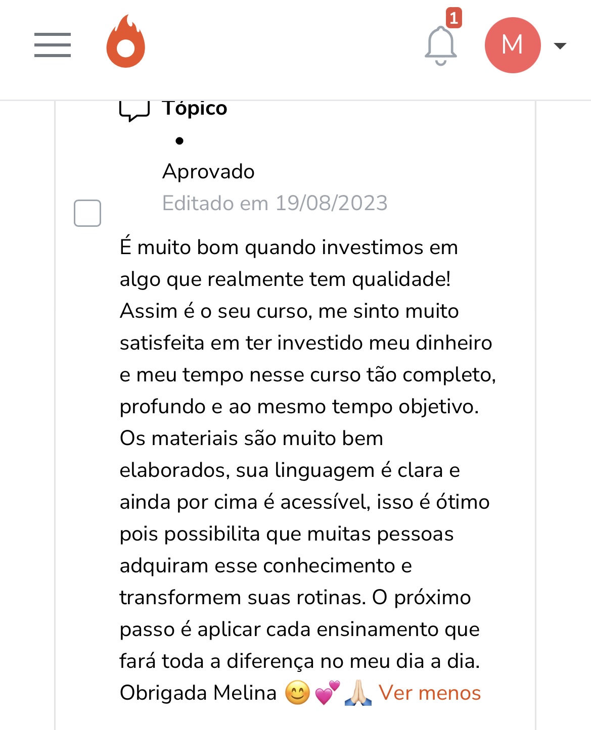 Depoimento: curso completo, profundo e objetivo